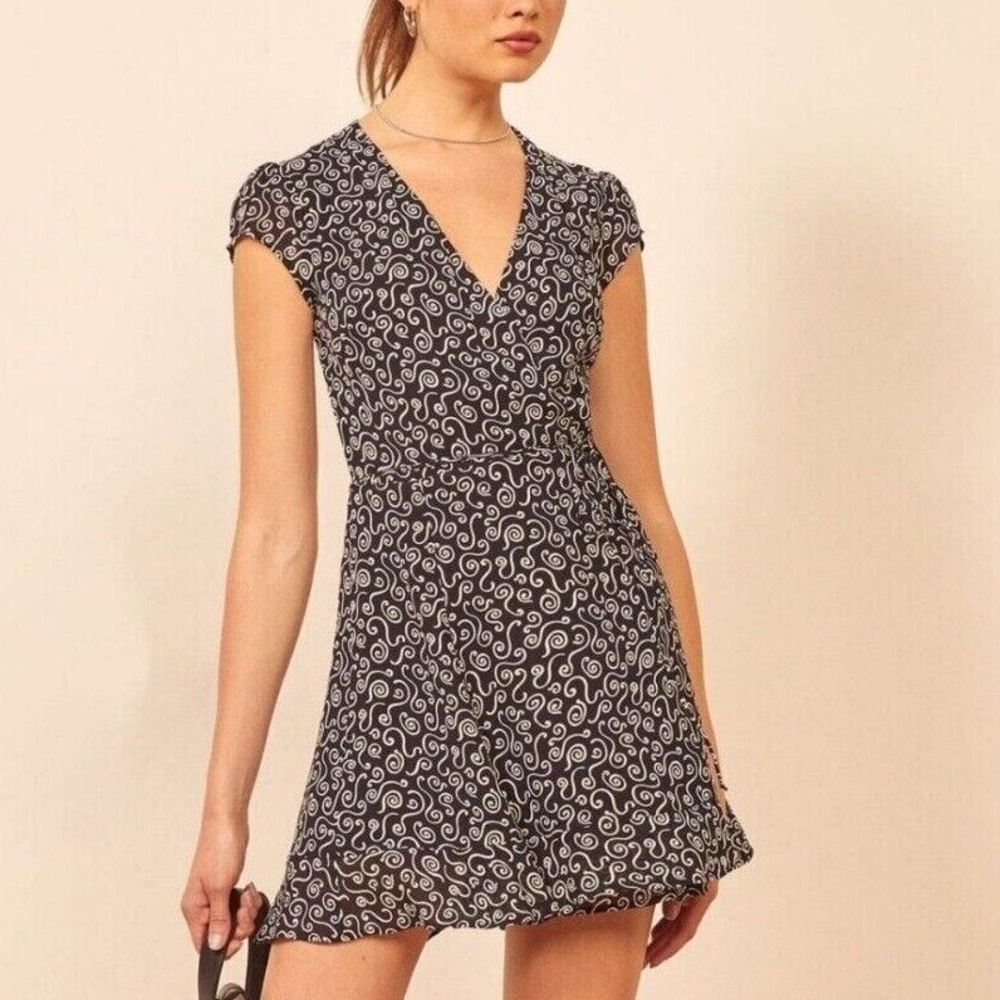 Reformation Radley Wrap Dress Swirl Spiral Print